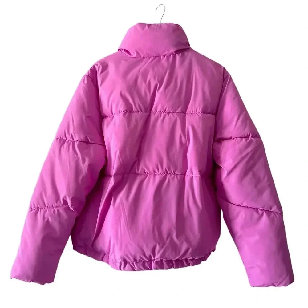 Wild Fable Cropped Puffer Coat Jacket in Magenta Pink Size L - Picture 5 of 8